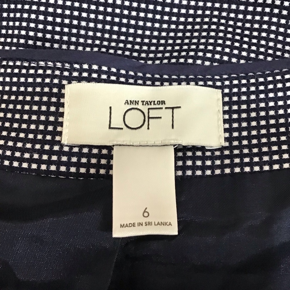 Ann Taylor Loft Blue Geometric Cotton Cropped Jacket Size 6 NEW - Picture 5 of 5